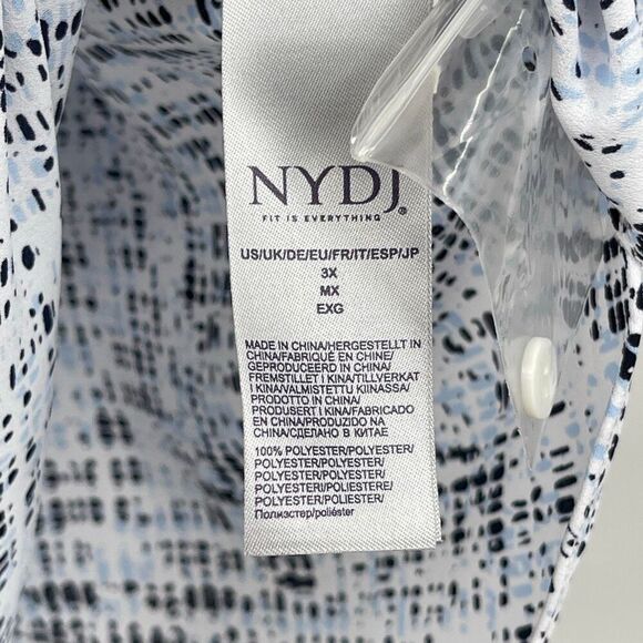 NYDJ Multicolor Split Neck Button Up 3/4 Sleeve Pintuck Blouse Size 3X NWT - Picture 5 of 10